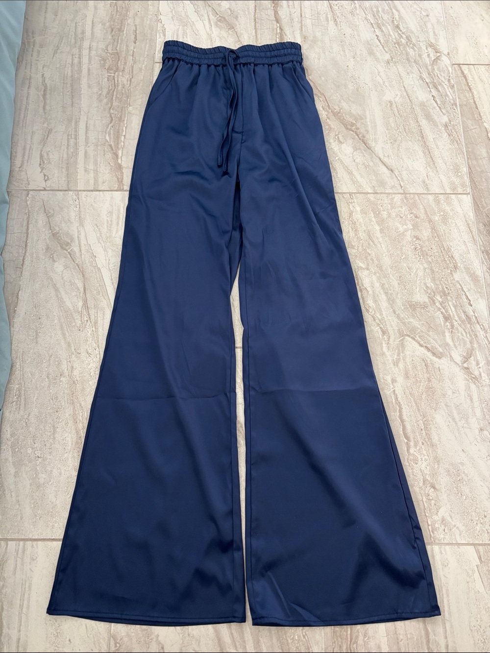 SHEIN Navy Wide-Leg Drawstring Lounge Pants